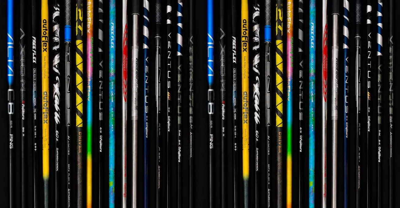A row of premium aftermarket driver shafts available at TOURSPECWRX