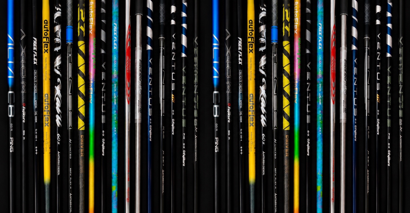 A row of premium aftermarket driver shafts available at TOURSPECWRX